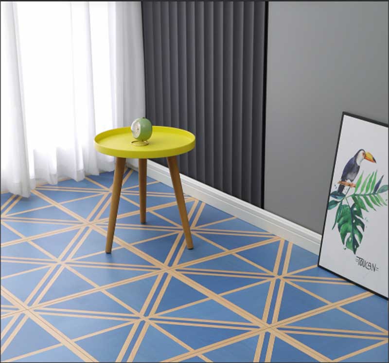 Blue Geometric Lines Laminate Flooring